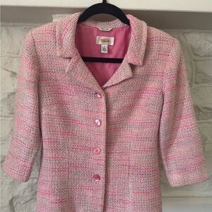 Talbots Pink and Cream Textured Blazer